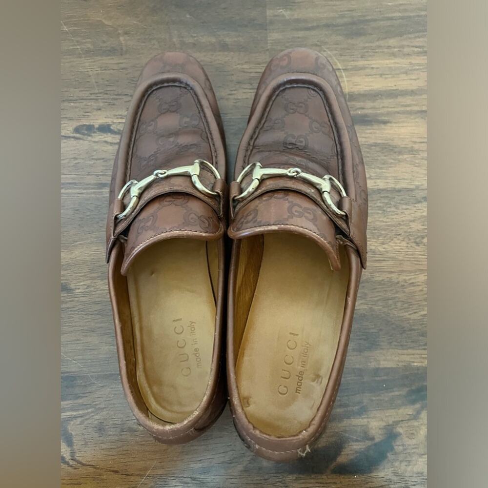 Gucci Brown Horse-bit loafer Signature Guccisima brown embossed GG leather - Picture 4 of 16